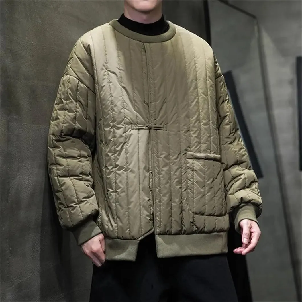 DBFBDTU Men Puffer Jackets Cotton-Padded Jacket Men Chinese Warm Jacket Male Long Sleeves Outerwear Coats