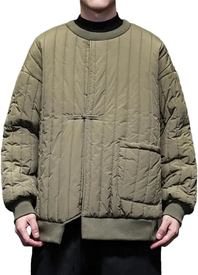 DBFBDTU Men Puffer Jackets Cotton-Padded Jacket Men Chinese Warm Jacket Male Long Sleeves Outerwear Coats
