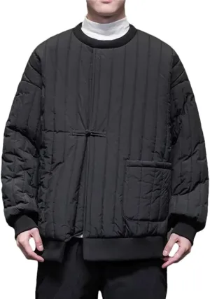 DBFBDTU Men Puffer Jackets Cotton-Padded Jacket Men Chinese Warm Jacket Male Long Sleeves Outerwear Coats