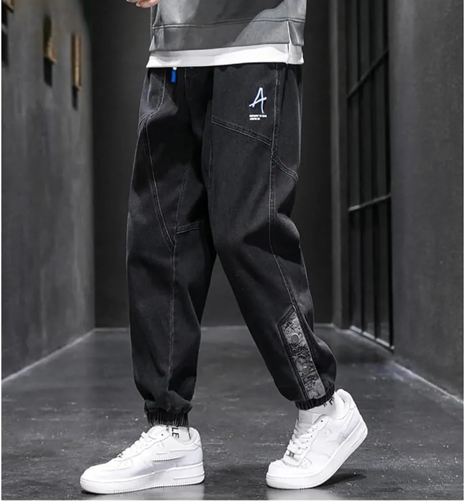 Denim Joggers Men Hip Hop Cargo Jeans Streetwear Casual Athletic Harem Pants