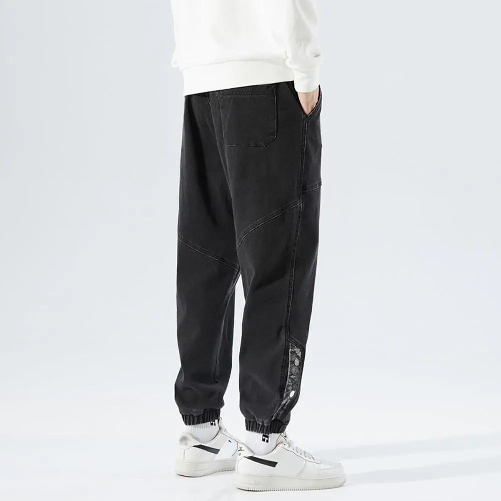 Denim Joggers Men Hip Hop Cargo Jeans Streetwear Casual Athletic Harem Pants
