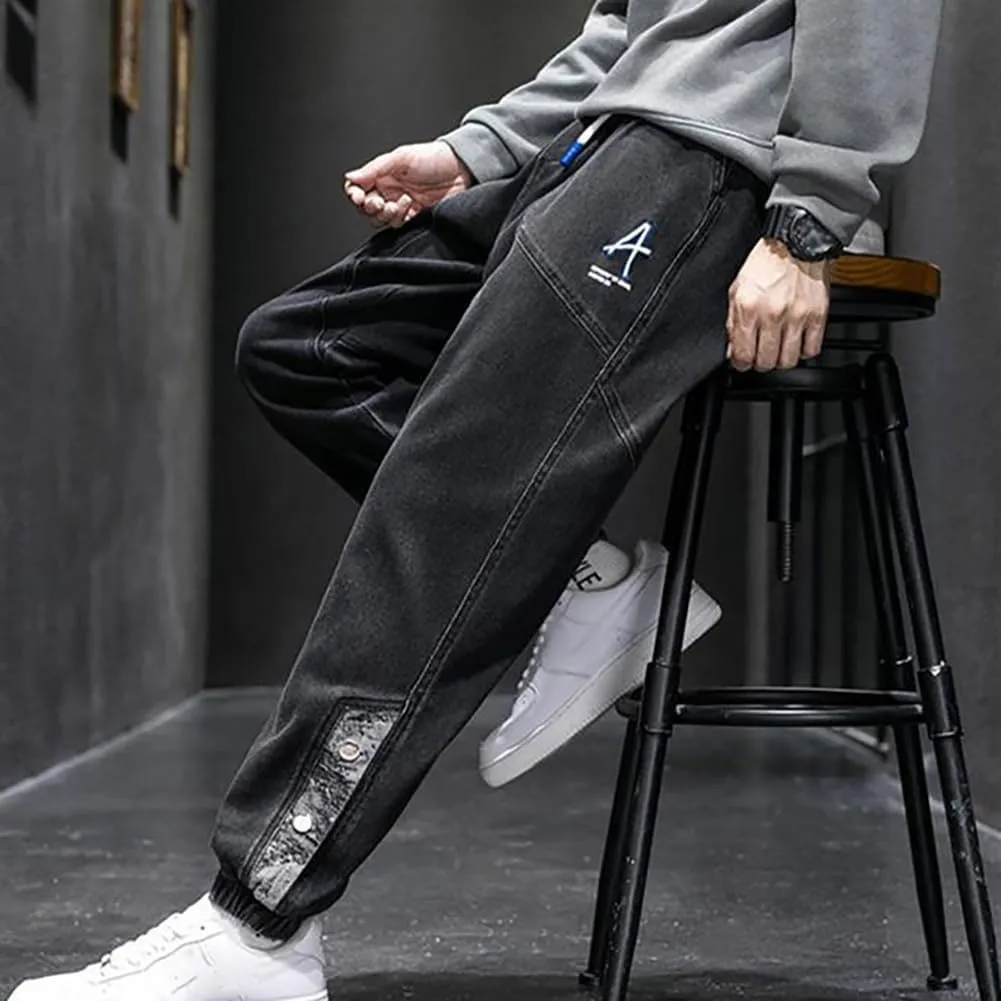 Denim Joggers Men Hip Hop Cargo Jeans Streetwear Casual Athletic Harem Pants