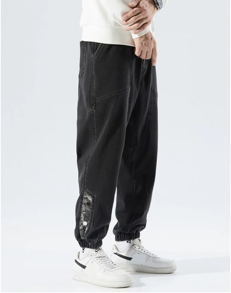 Denim Joggers Men Hip Hop Cargo Jeans Streetwear Casual Athletic Harem Pants