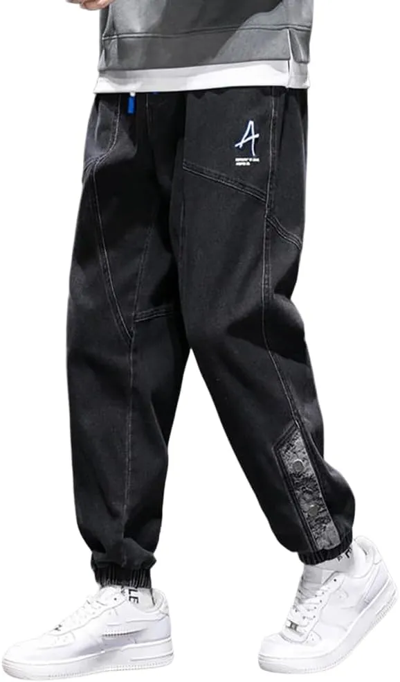 Denim Joggers Men Hip Hop Cargo Jeans Streetwear Casual Athletic Harem Pants