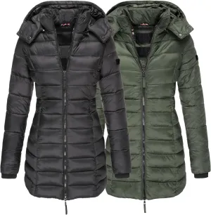DGHM-JLMY 2 Pack Women's Warm Mid Long Down Jacket Quilted Lightweight Puffer Jacket Packable Hooded Slim Fit Puffer Coat
