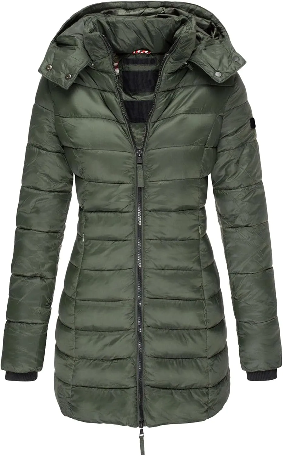 DGHM-JLMY 2 Pack Women's Warm Mid Long Down Jacket Quilted Lightweight Puffer Jacket Packable Hooded Slim Fit Puffer Coat