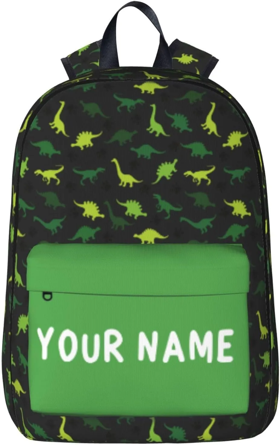 Dinosaur-Green Laptop Backpack for Girls Boys, Customized with Name, 17in