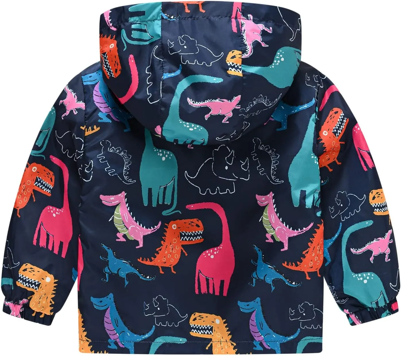 Dinosaur Hooded Jackets Toddler Baby Boys Girls Cartoon Print Windproof Coats Lightweight Zip Up Trench Outerwear