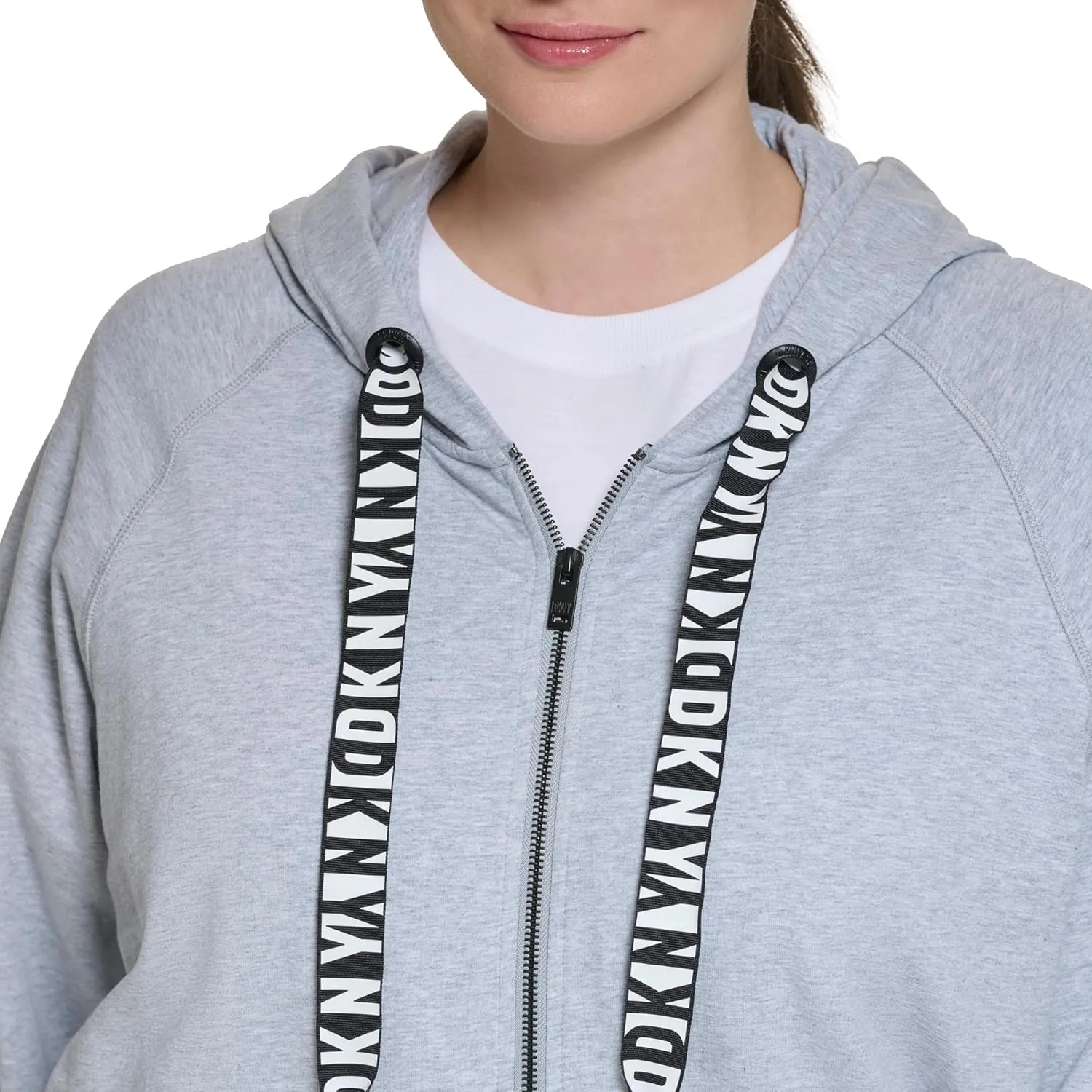 DKNY Women's Plus Size Cozy Comfy Terry Zip Hoodie Pullover Sweater