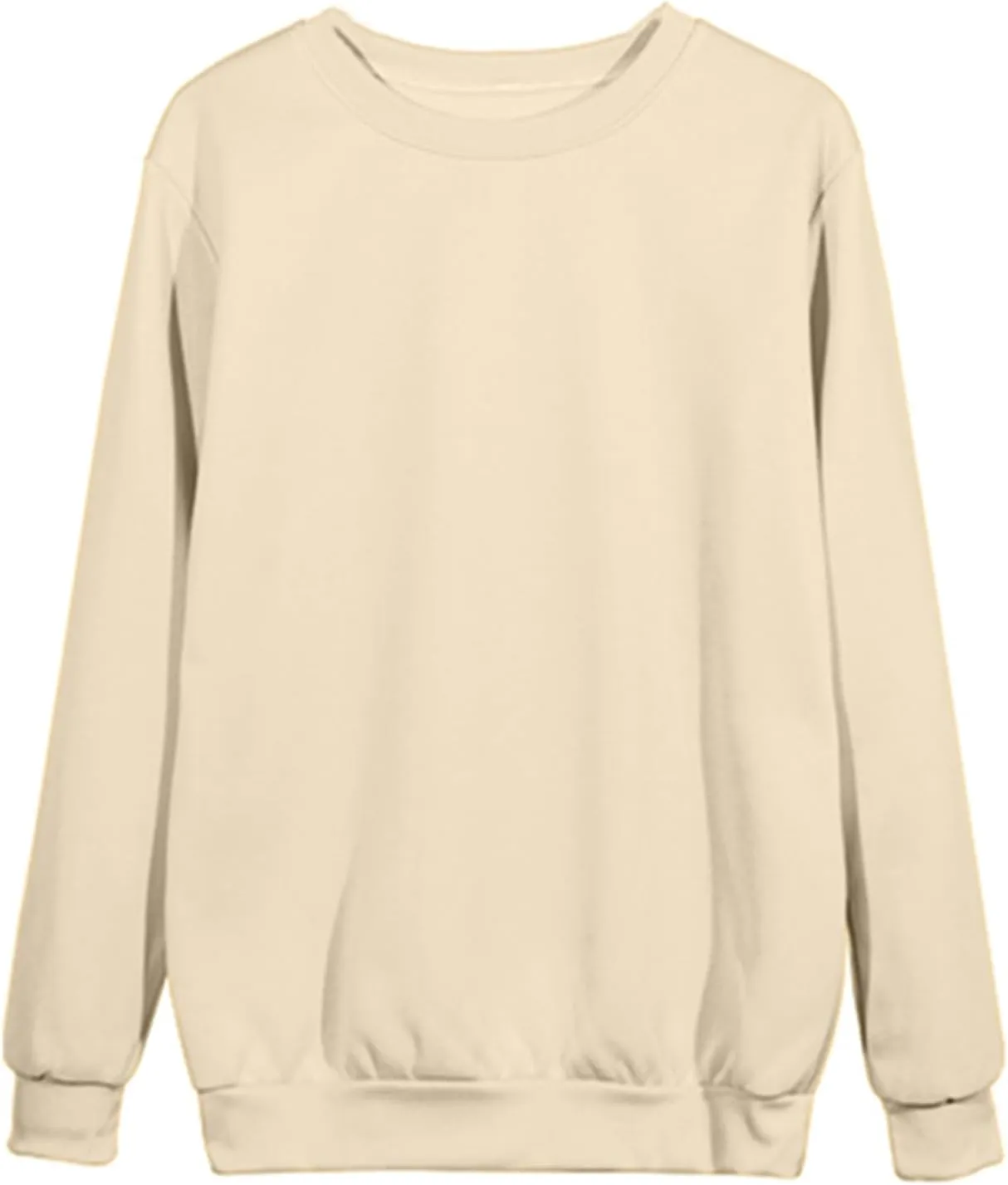DOLKFU Sweatshirt For Womens Fashion Long Sleeve Solid Color Pullover Shirts Loose Crew Neck Casual Sweatshirts