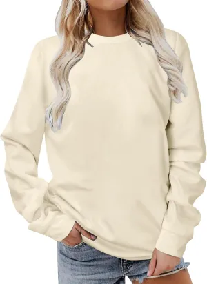 DOLKFU Sweatshirt For Womens Fashion Long Sleeve Solid Color Pullover Shirts Loose Crew Neck Casual Sweatshirts