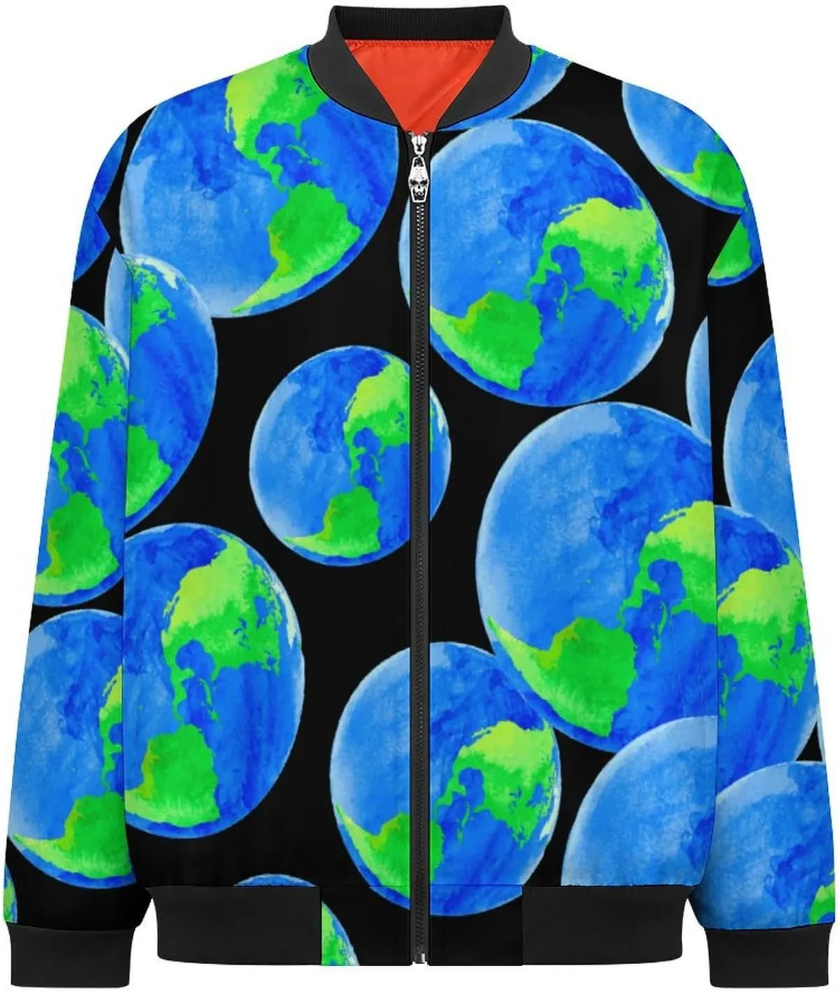 Earth with Watercolor Men's Bomber Jacket Lightweight Windbreaker Fashion Spring Fall Coats Casual Jackets for Men