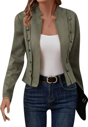 EFOFEI Women's Business Lightweight Jacket Double Breasted Blazer Semi Formal Trendy Coat