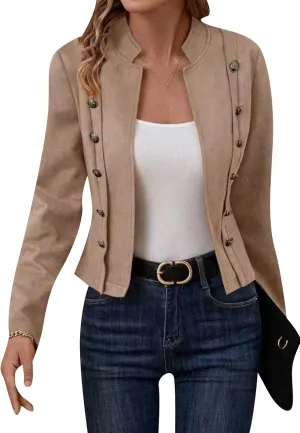 EFOFEI Women's Business Lightweight Jacket Double Breasted Blazer Semi Formal Trendy Coat