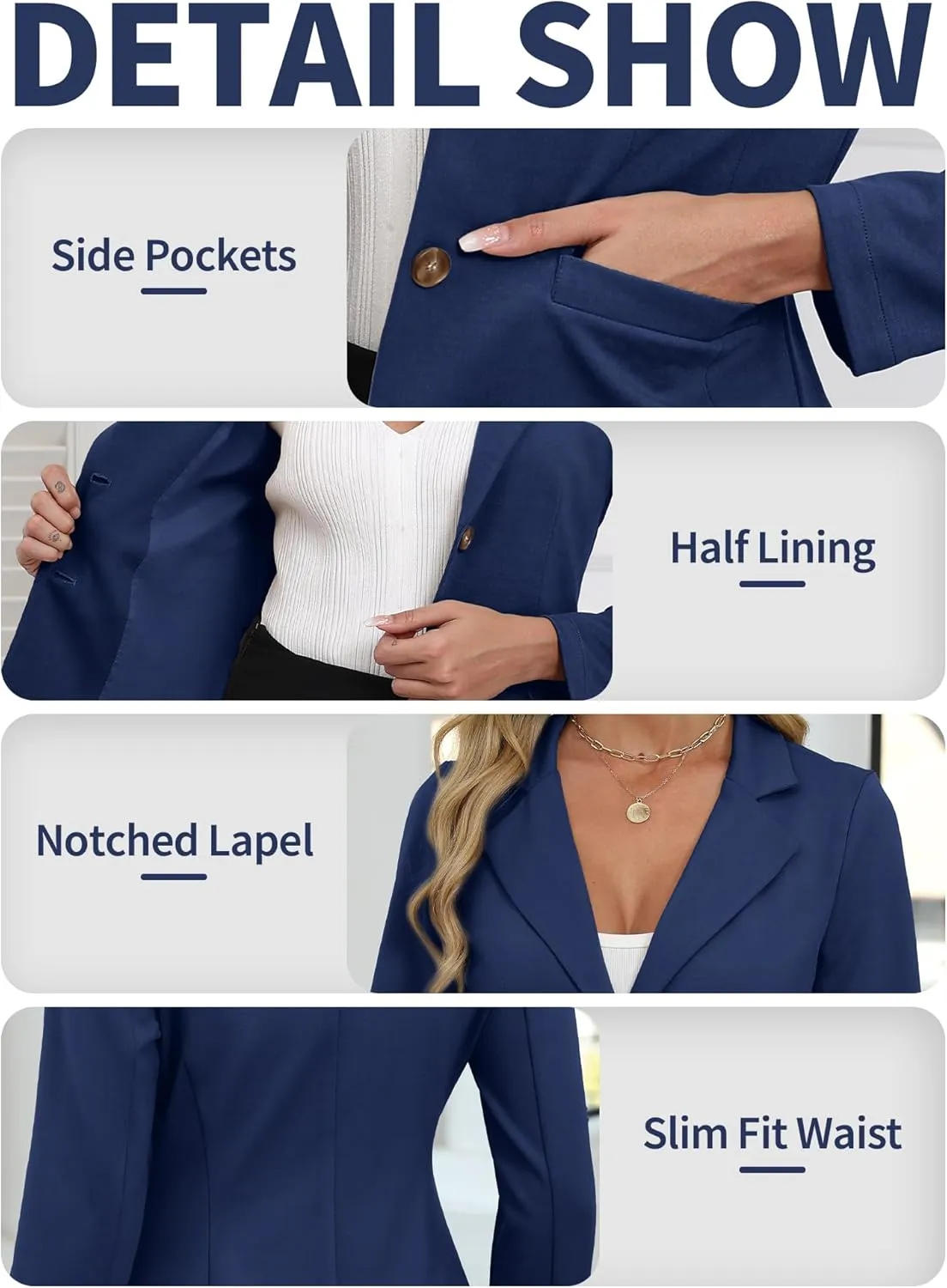 ELLEVEN Women's Casual Stretchy Knit Blazer,Lightweight Slim Fit Jackets Long Sleeve Business Suit with Pockets