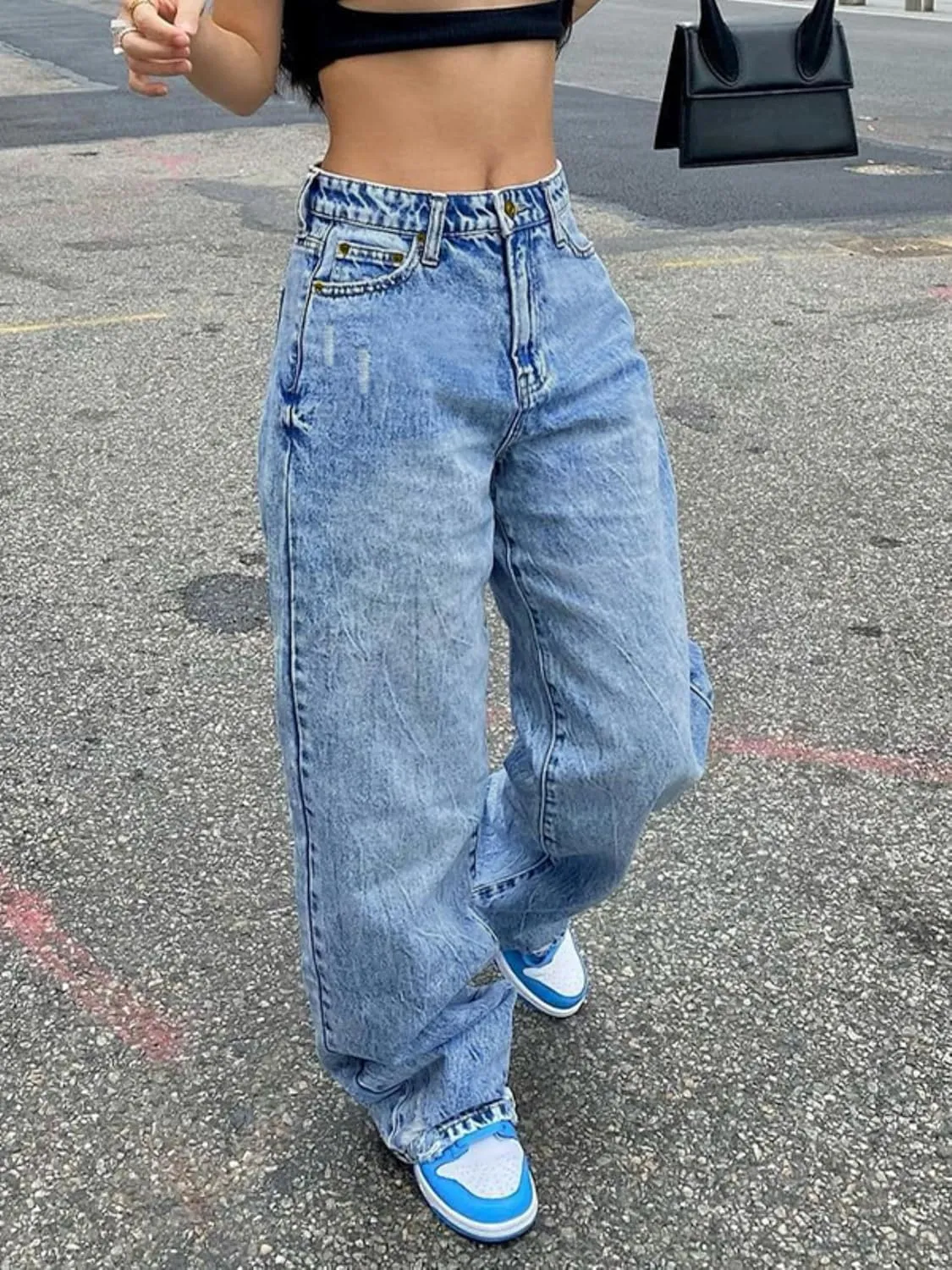 EMMIOL Womens Baggy Jeans Wide Leg Mid-Low Rise Boyfriend Loose Denim Pants Y2K 90S Outfits