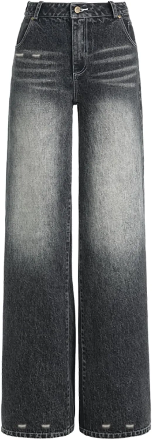 EMMIOL Womens Baggy Jeans Wide Leg Mid-Low Rise Boyfriend Loose Denim Pants Y2K 90S Outfits