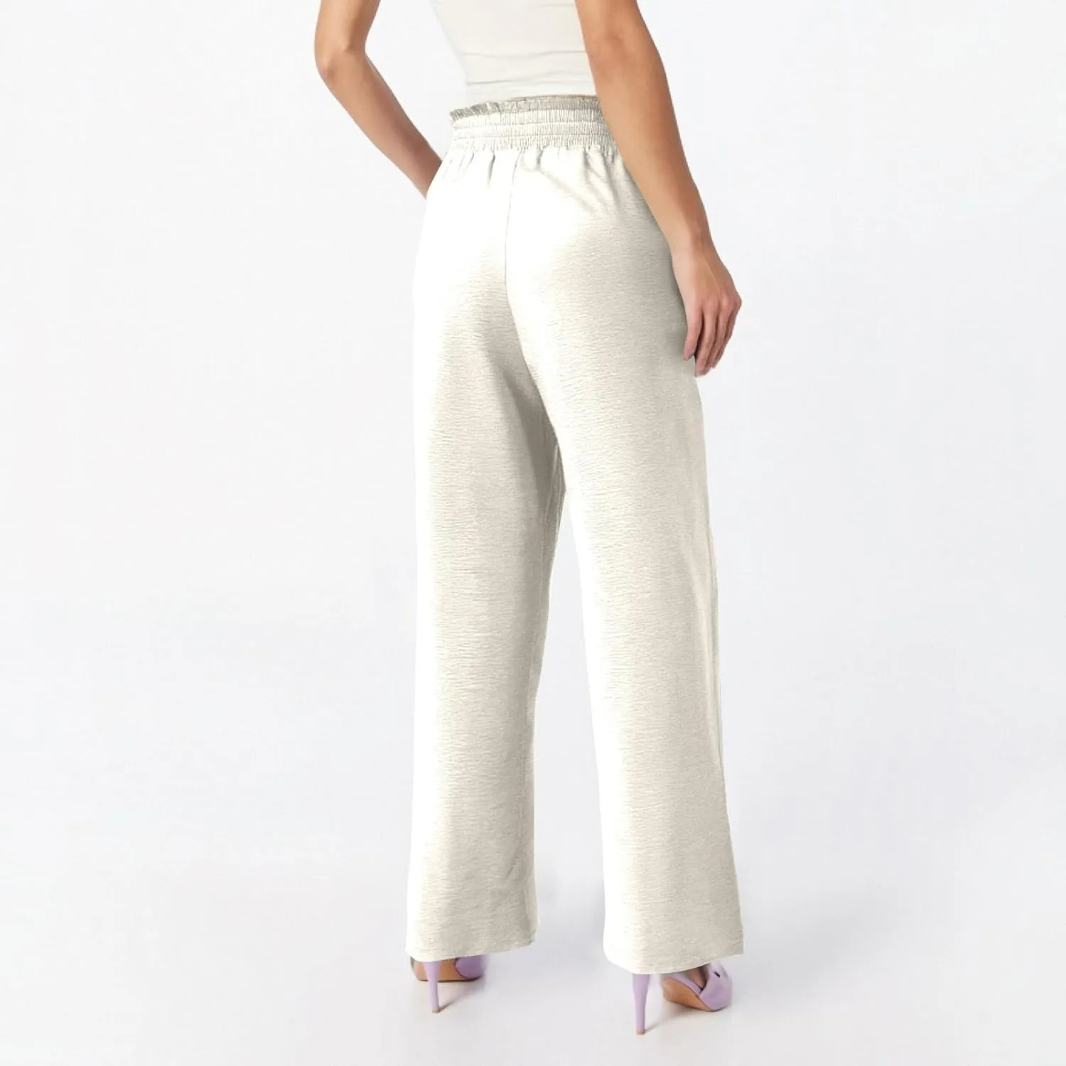 fanmpghleoo Wide Leg Linen Pants for Women Plus Size High Waisted Palazzo Pants Dressy Beach Comfy Lounge Pants with Pockets
