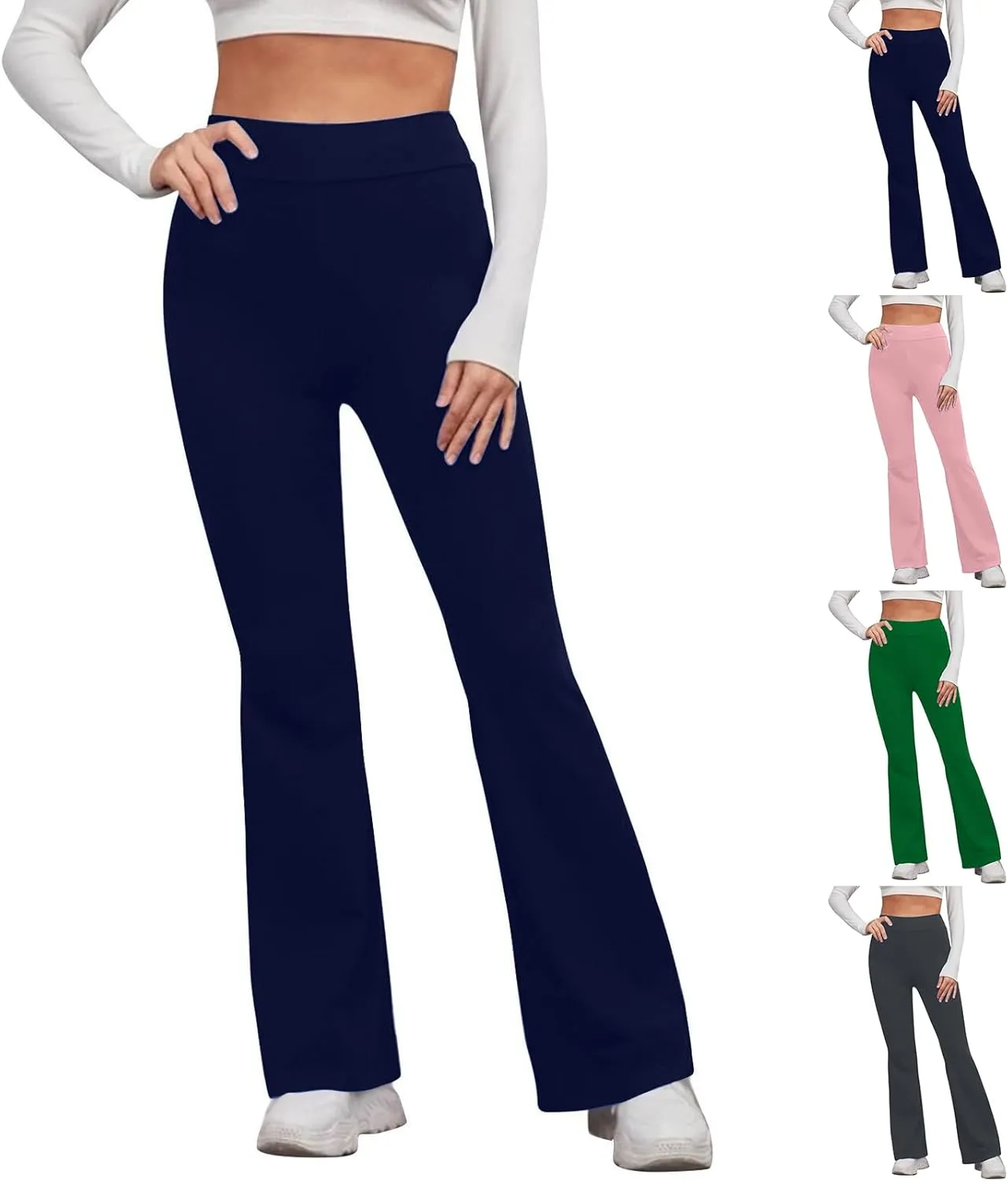 fanmpghleoo Yoga Pants Women Flare Stretchy High Waisted Workout Leggings Tummy Control Casual Athletic Skinny Bell Bottoms