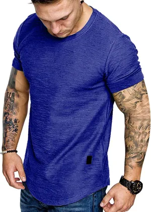 Fashion Mens T Shirt Muscle Gym Workout Athletic Shirt Cotton Tee Shirt Top