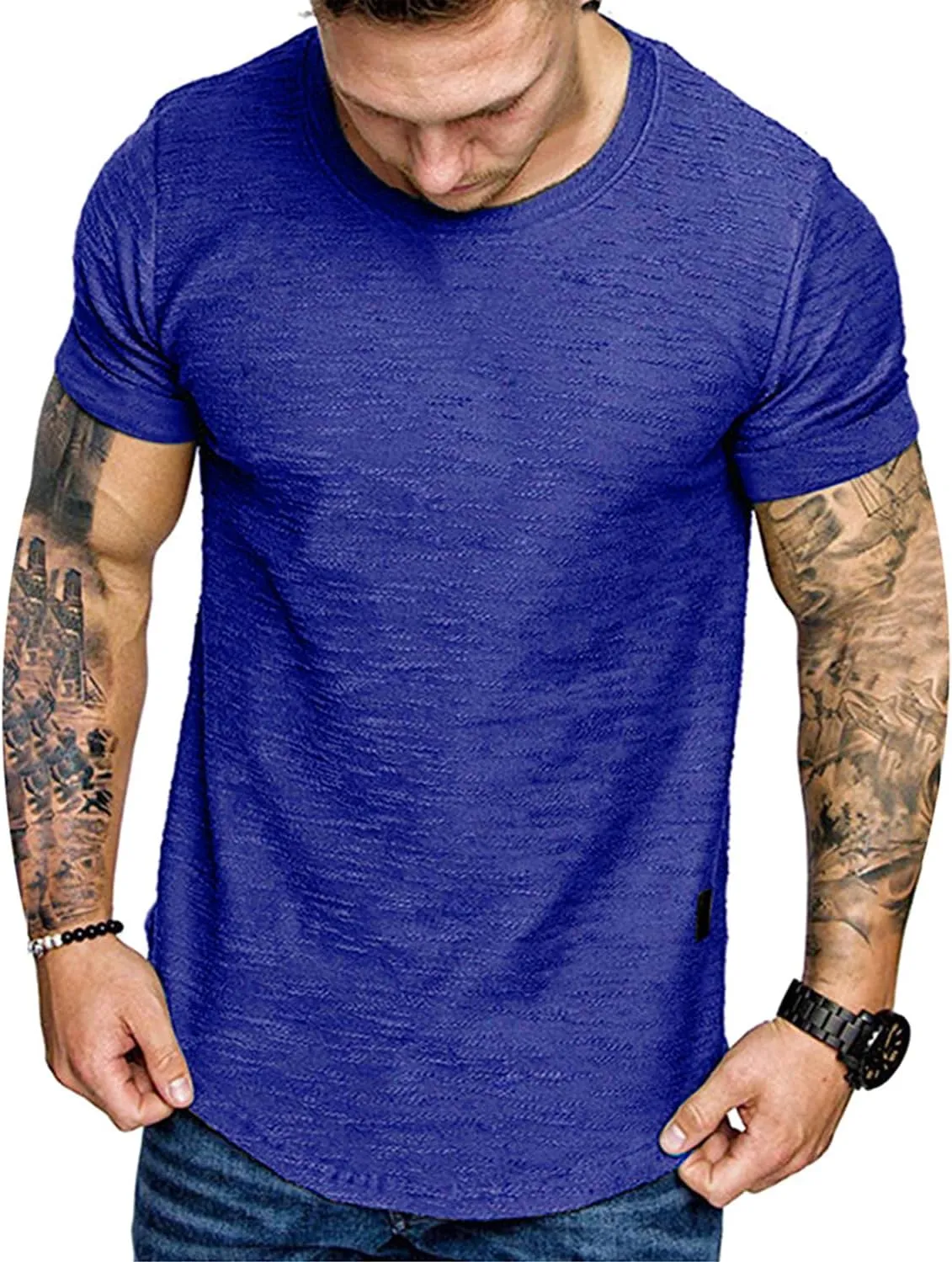 Fashion Mens T Shirt Muscle Gym Workout Athletic Shirt Cotton Tee Shirt Top