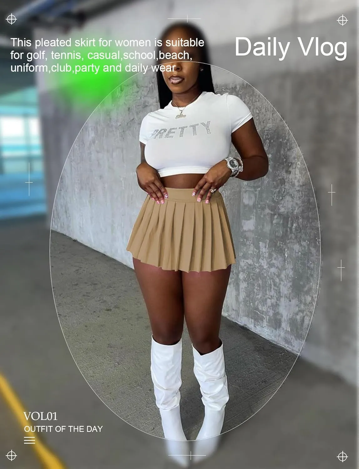 FEOYA Pleated Mini Skirts for Women High Waist Y2K Skirt Short Tennis Skirt A Line Skater Skirts