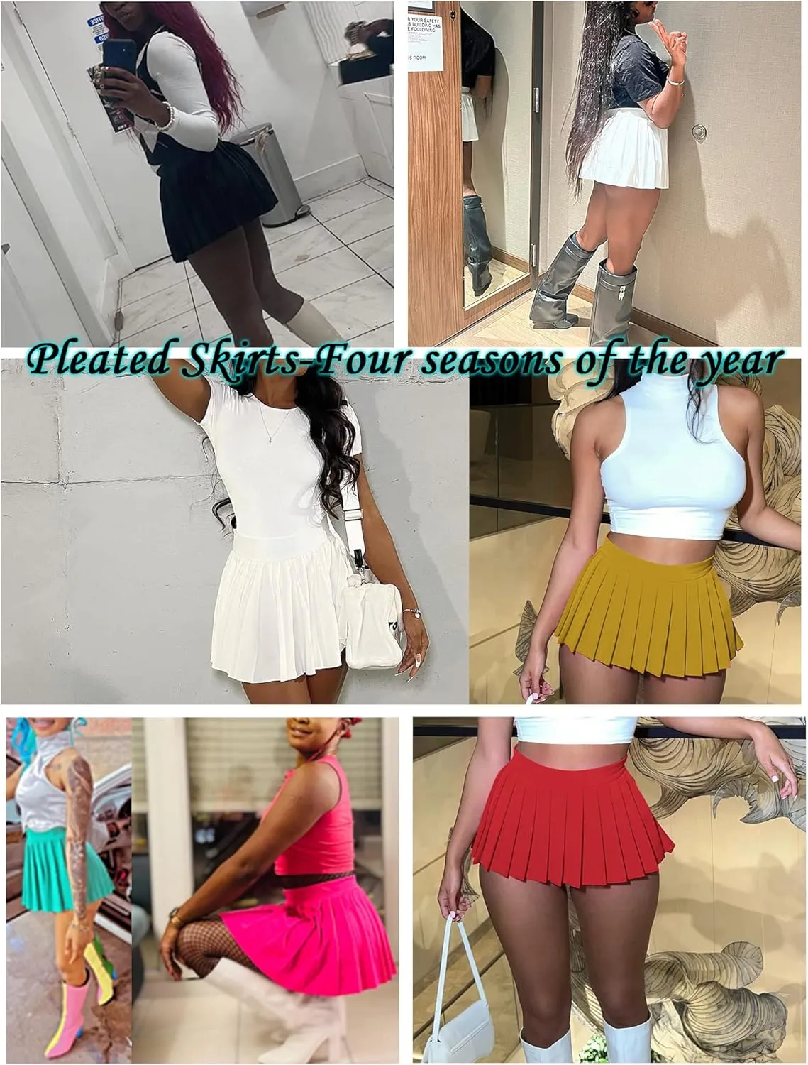 FEOYA Pleated Mini Skirts for Women High Waist Y2K Skirt Short Tennis Skirt A Line Skater Skirts