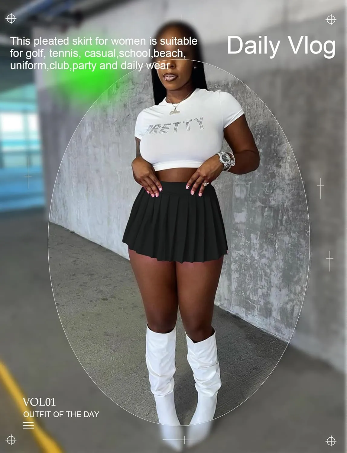 FEOYA Pleated Mini Skirts for Women High Waist Y2K Skirt Short Tennis Skirt A Line Skater Skirts