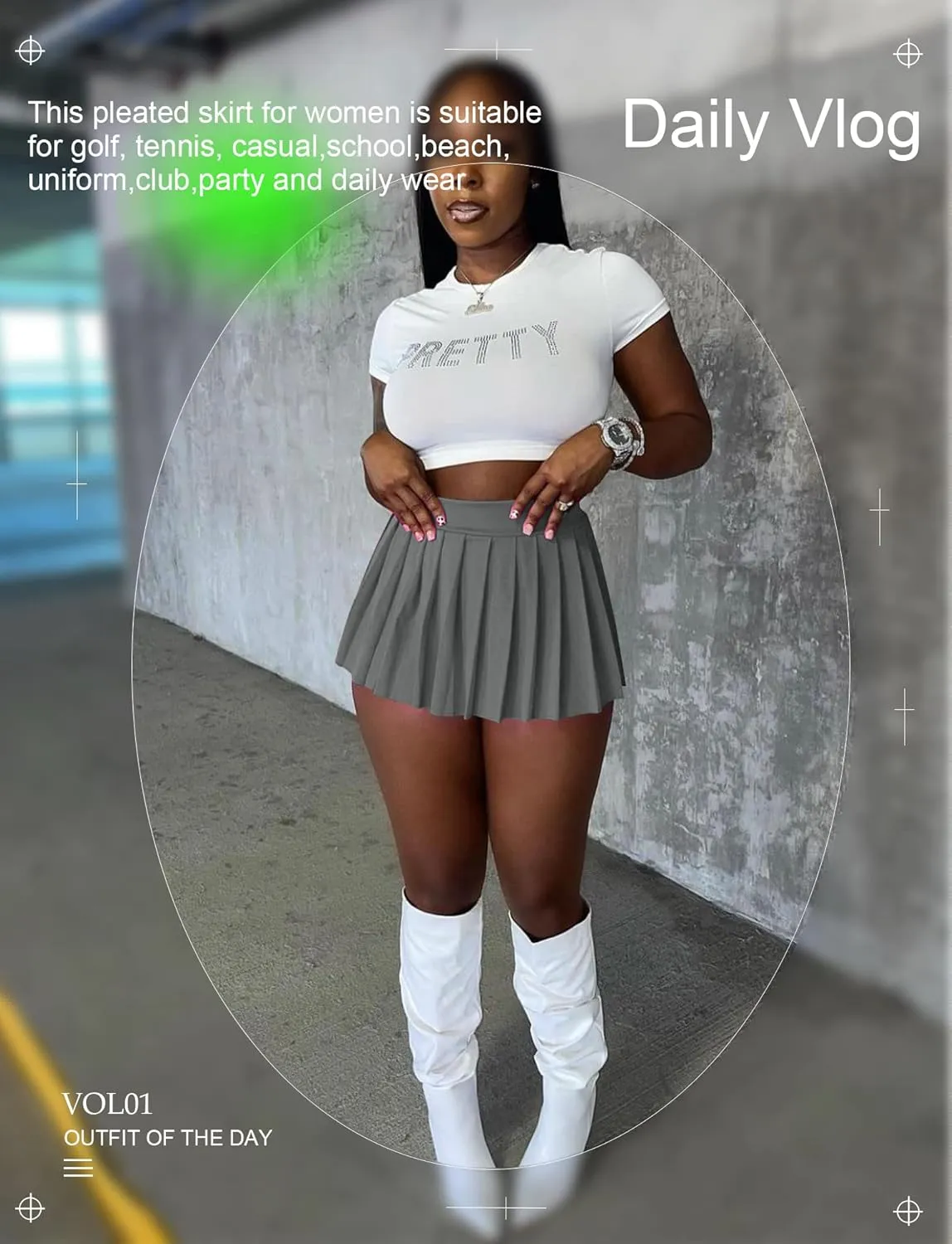 FEOYA Pleated Mini Skirts for Women High Waist Y2K Skirt Short Tennis Skirt A Line Skater Skirts