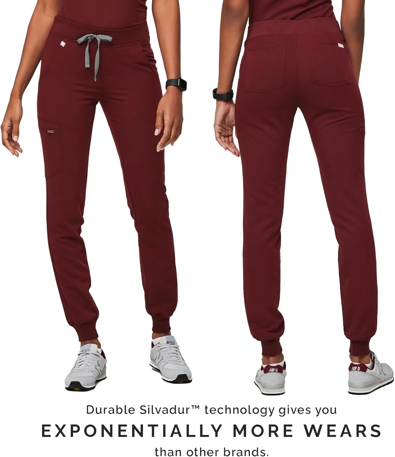 FIGS Zamora Jogger Style Scrub Pants for Women  Slim Fit, 6 Pockets, Yoga Waistband, Ribbed Ankle Cuffs, Anti-Wrinkle