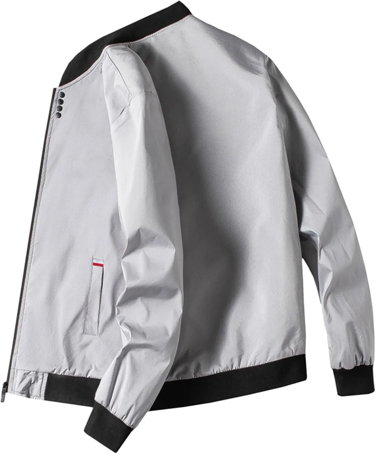 Finelylove Mens Flight Bomber Jacket Lightweight Zip Up Varsity Jacket Long Sleeve Fashion Windbreaker Fall Coat Jackets