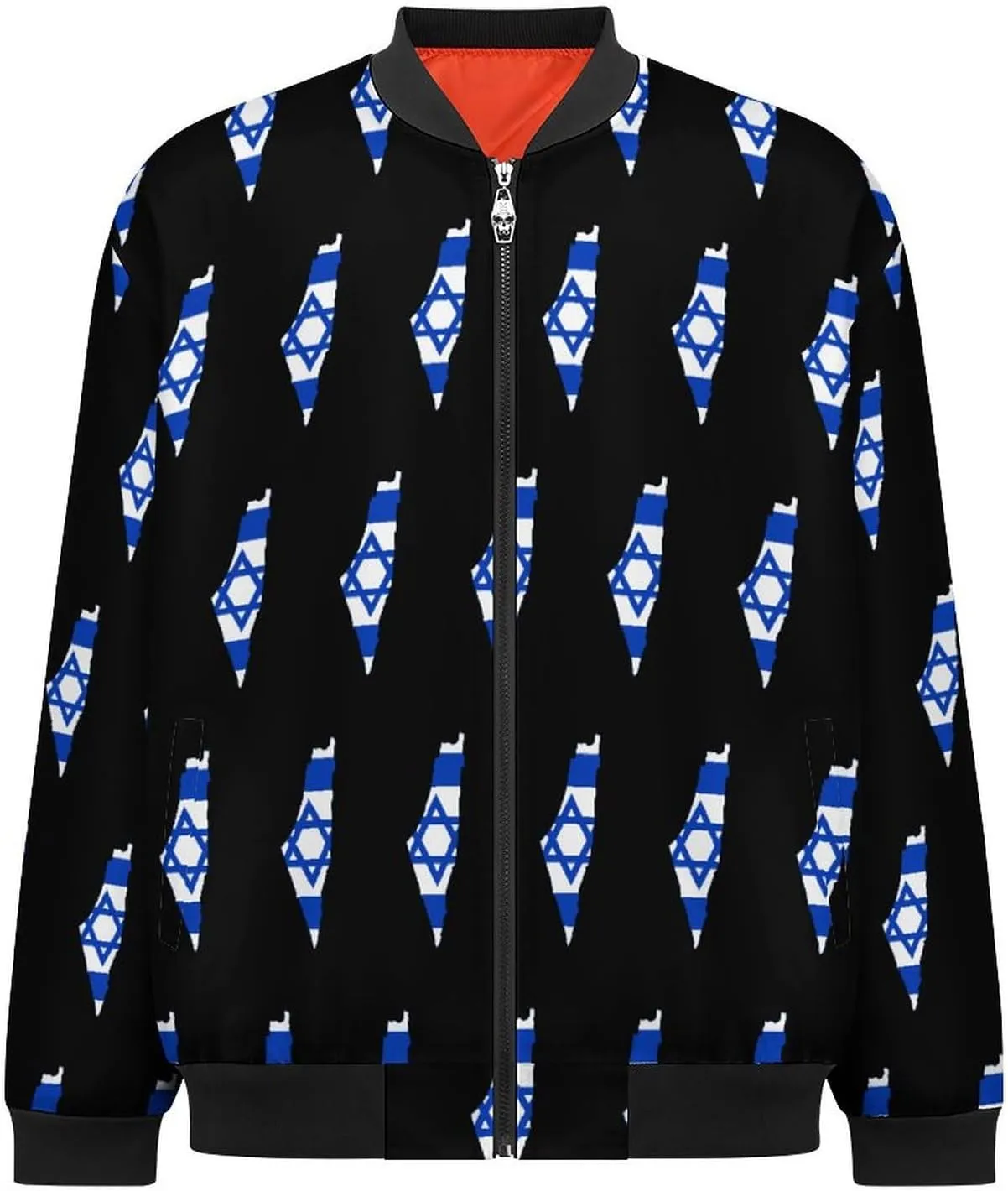 Flag Map of Israel Men's Bomber Jacket Lightweight Windbreaker Fashion Spring Fall Coats Casual Jackets for Men