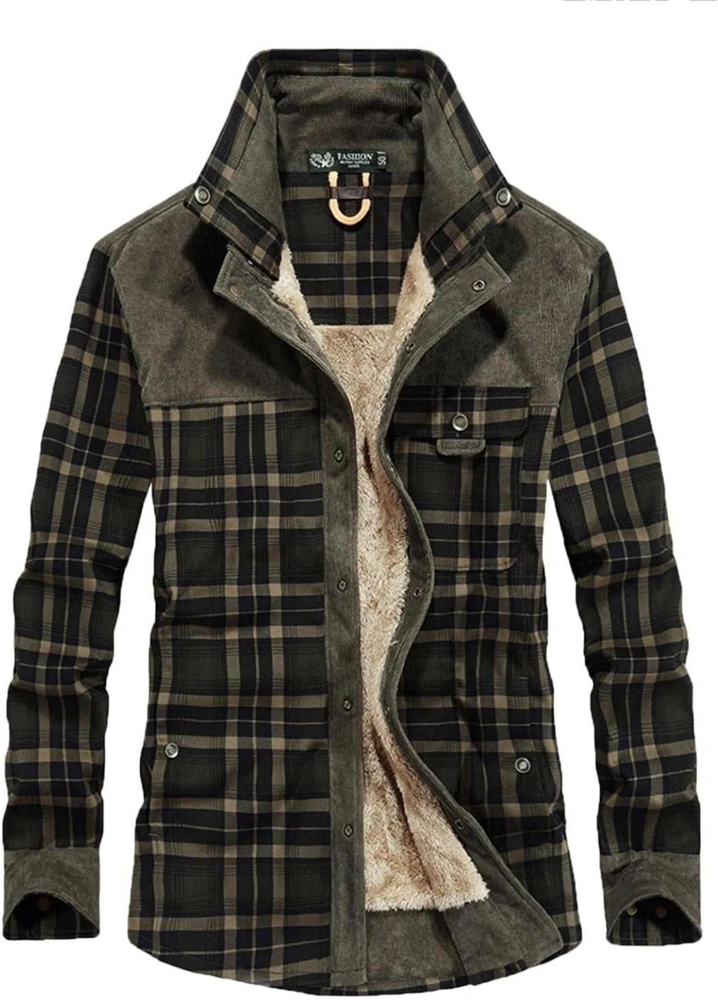 Flannel Jackets for Men,Men's Warm Sherpa Lined Fleece Plaid Flannel Shirt Jacket Coat Sweatshirts Sweaters Hoodies Tops