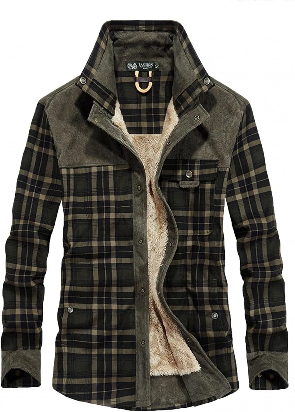 Flannel Jackets for Men,Men's Warm Sherpa Lined Fleece Plaid Flannel Shirt Jacket Coat Sweatshirts Sweaters Hoodies Tops