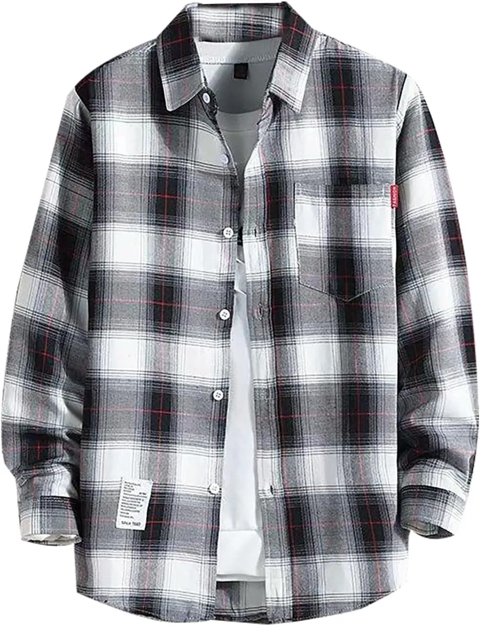 Flannel Shirt for Men,Mens Flannel Plaid Shirt Casual Button Down Shirts Regular Fit Long Sleeve Shirts Lightweight Fall Coat