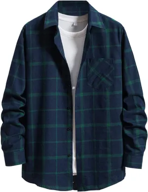 Flannel Thermal Lined Shirt Jacket for Men Shirt with Pocket Button-Down Shirt Jacket with Hood Hooded Shacket Jacket