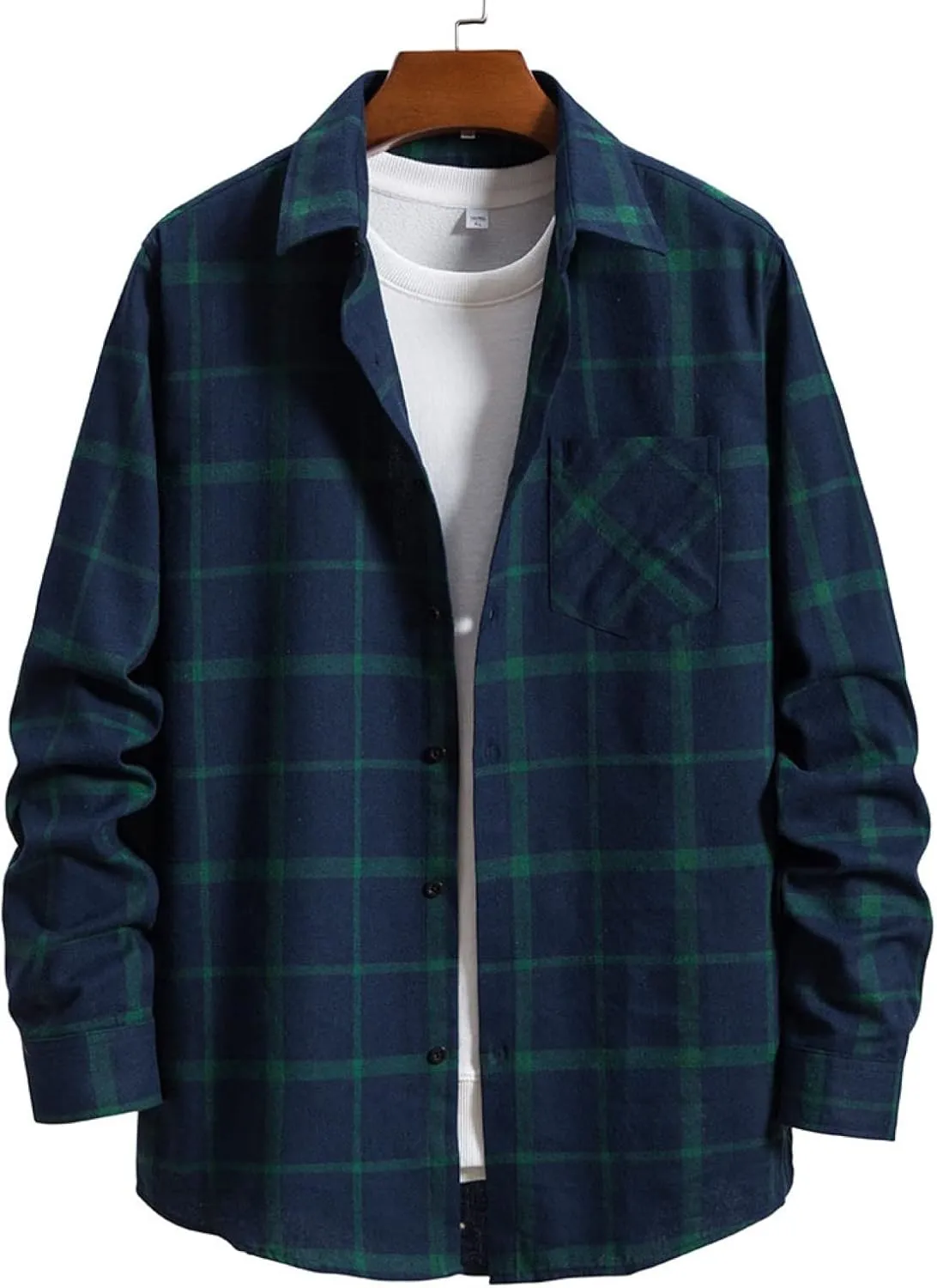 Flannel Thermal Lined Shirt Jacket for Men Shirt with Pocket Button-Down Shirt Jacket with Hood Hooded Shacket Jacket