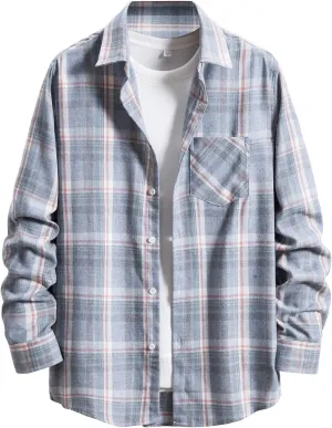 Flannel Thermal Lined Shirt Jacket for Men Shirt with Pocket Button-Down Shirt Jacket with Hood Hooded Shacket Jacket