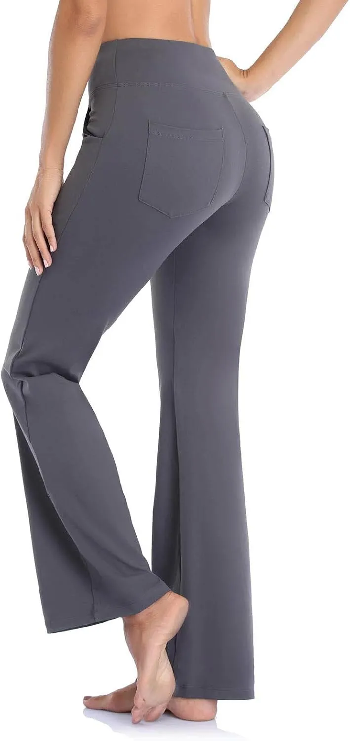 Flare Leggings for Women Short Length 25 Wide Trousers Straight Leg Pilates High Bootcut Yoga Pants for Women