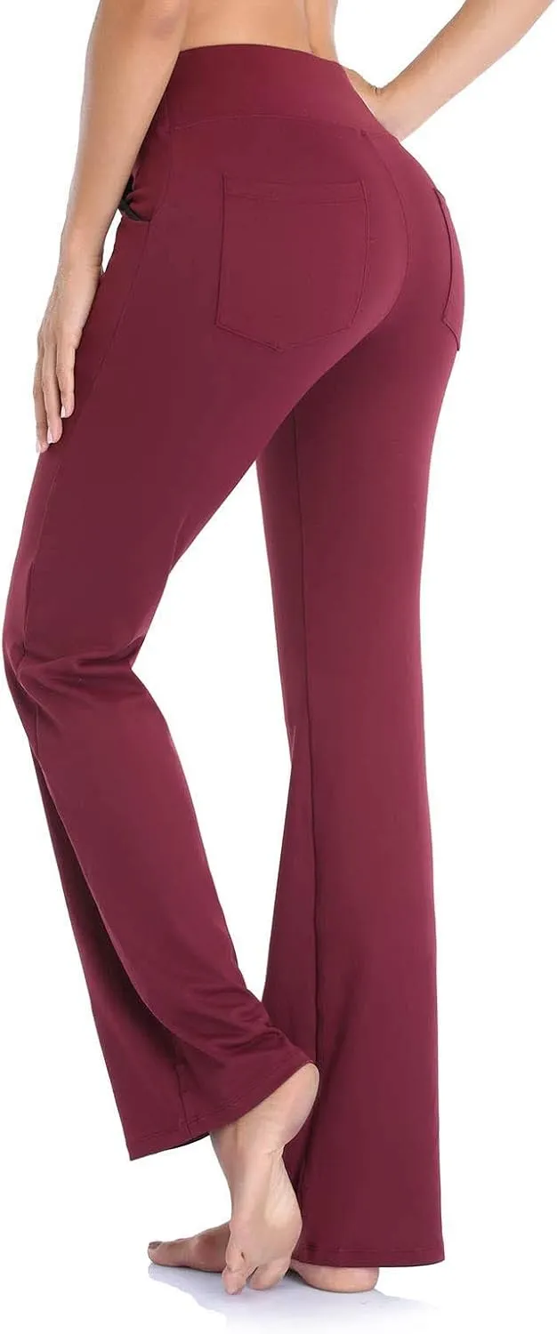 Flare Leggings for Women Short Length 25 Wide Trousers Straight Leg Pilates High Bootcut Yoga Pants for Women