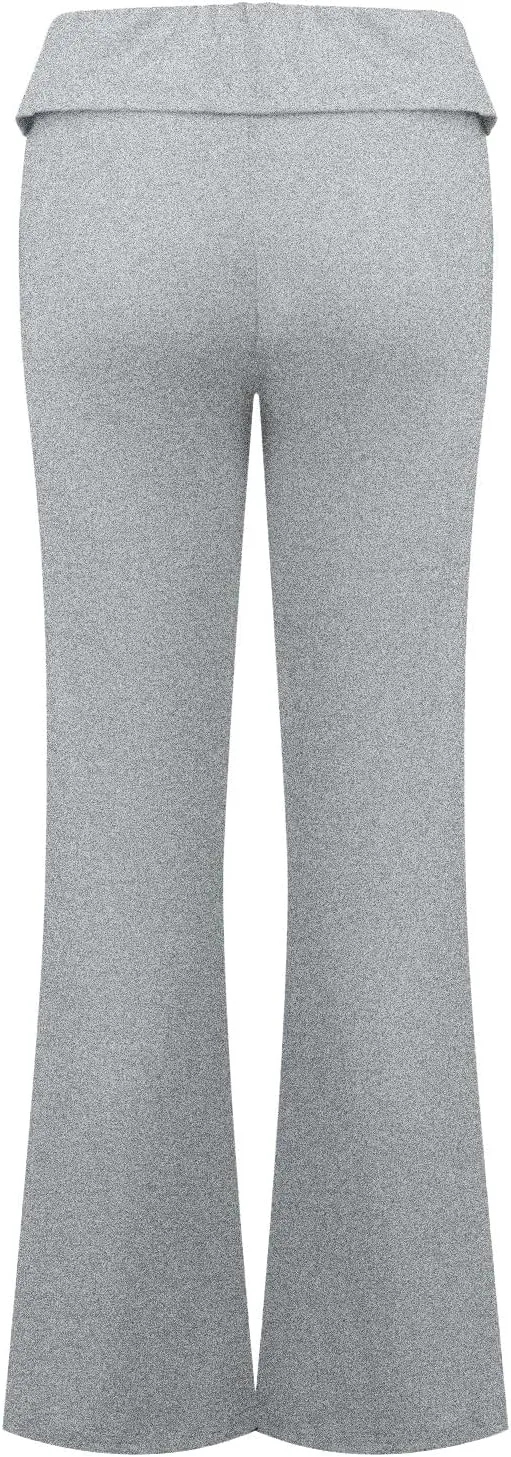 Flare Leggings for Women Stretch Skinny Fold Over Yoga Pants Elastic High Waisted Pull on Bell Bottom Pants