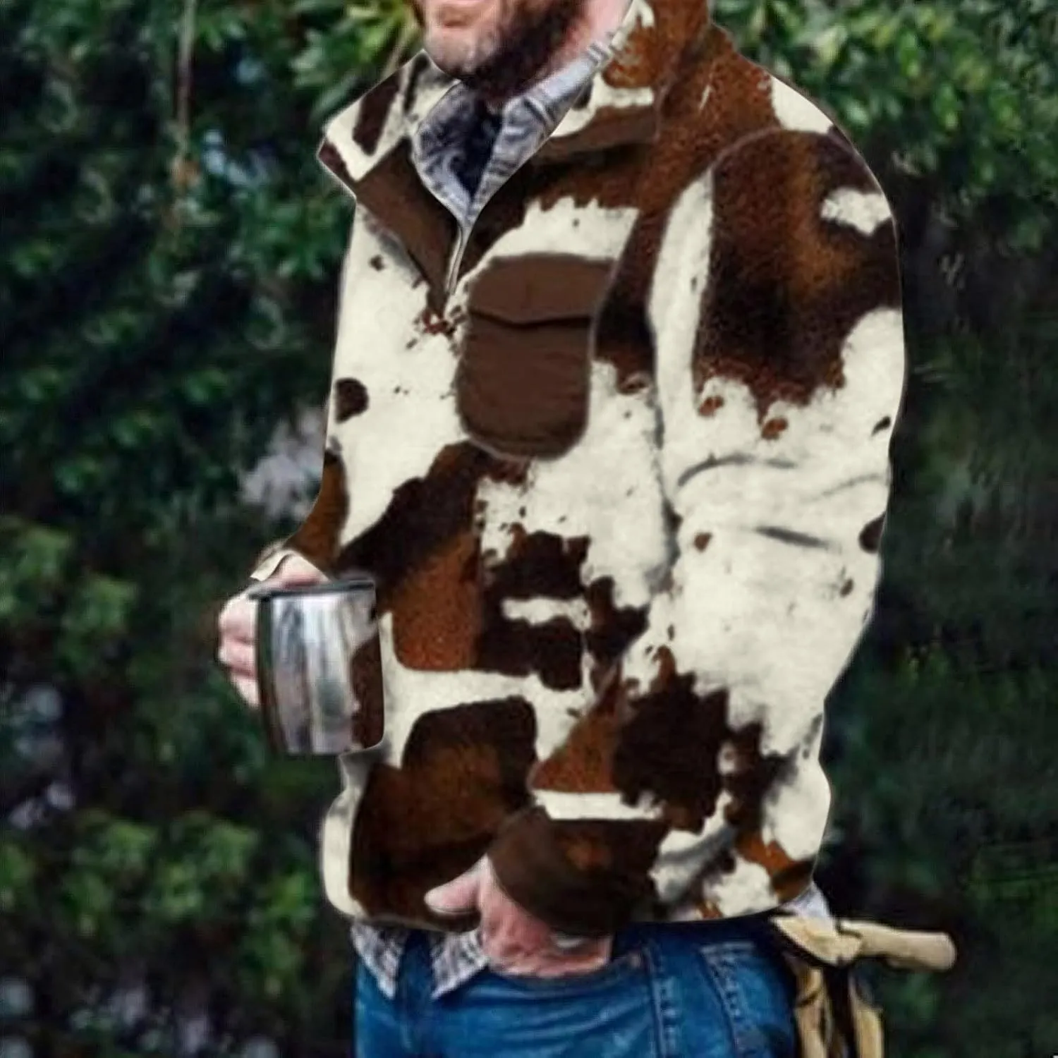 Fleece Jacket Men, Men's Sherpa Fleece Lined Cargo Jackets Button Down Casual Military Winter Thick Warm Coats
