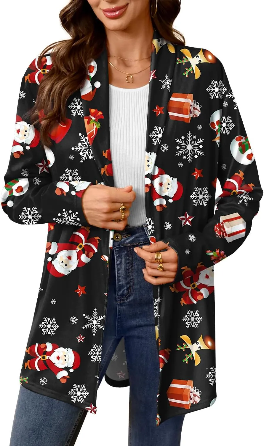 For G and PL Womens Christmas Holiday Long Sleeve Ugly Cardigan