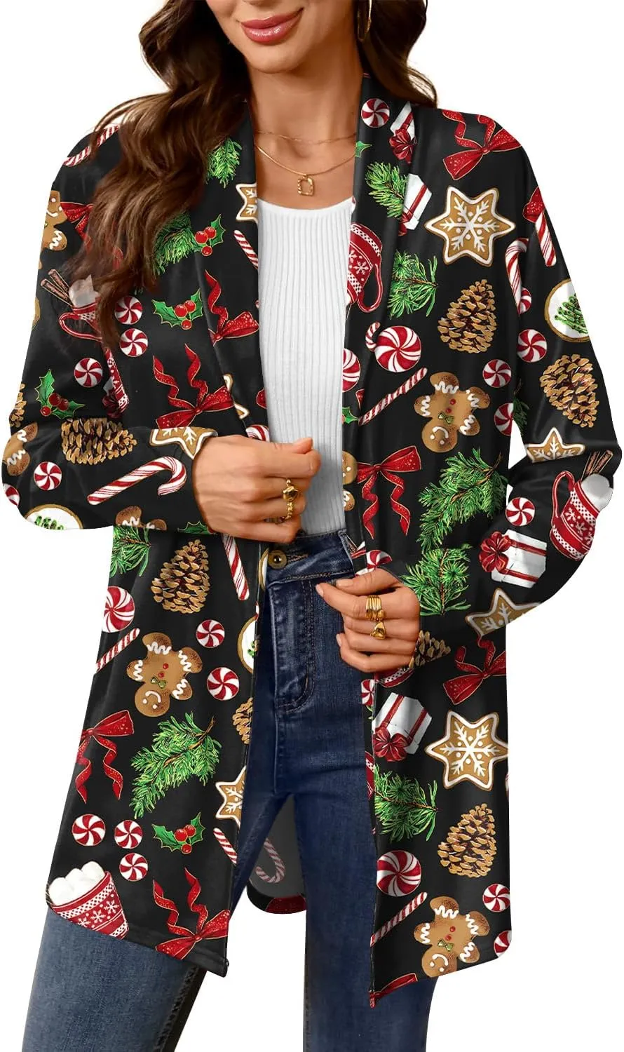 For G and PL Womens Christmas Holiday Long Sleeve Ugly Cardigan