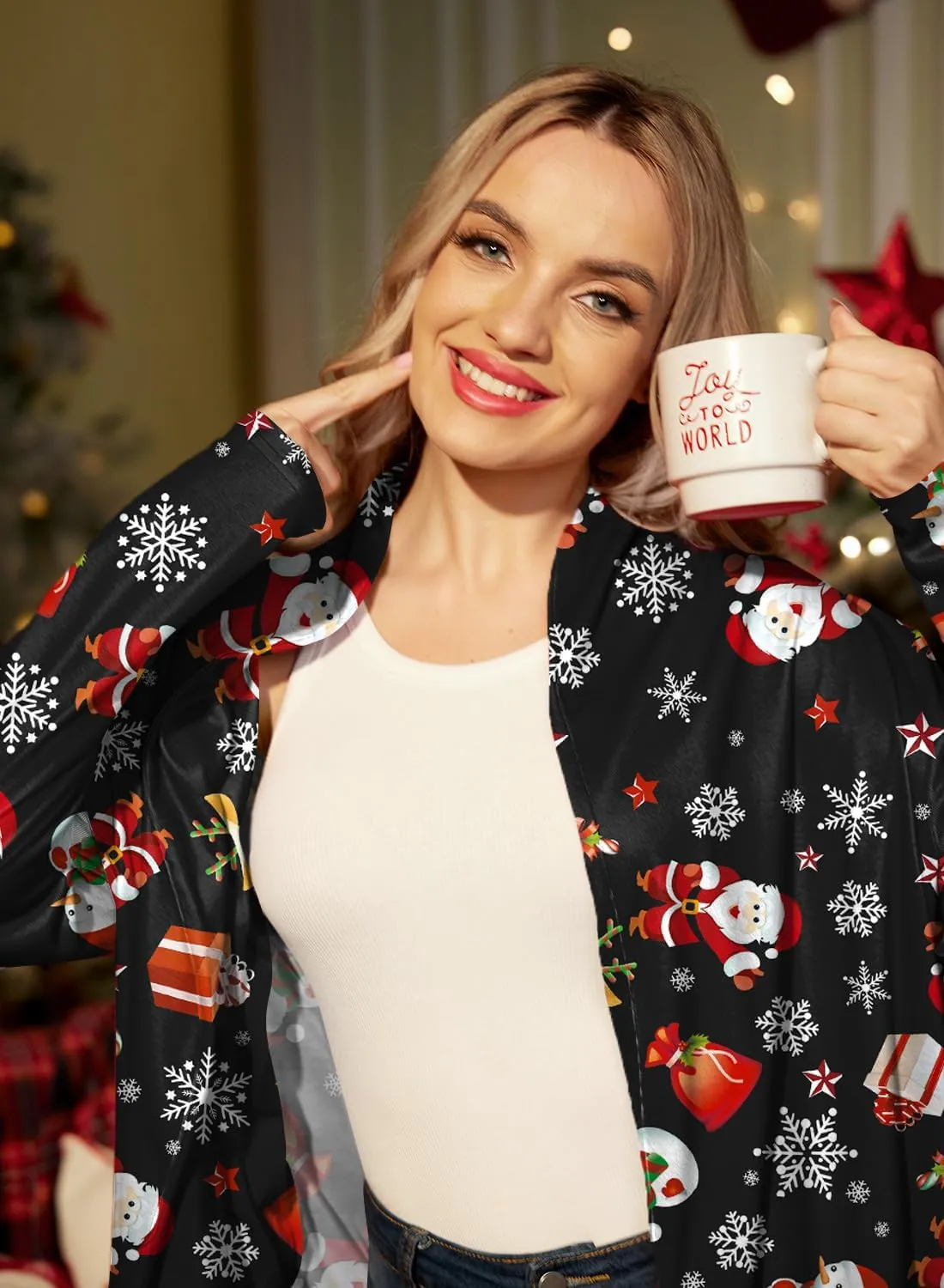 For G and PL Womens Christmas Holiday Long Sleeve Ugly Cardigan