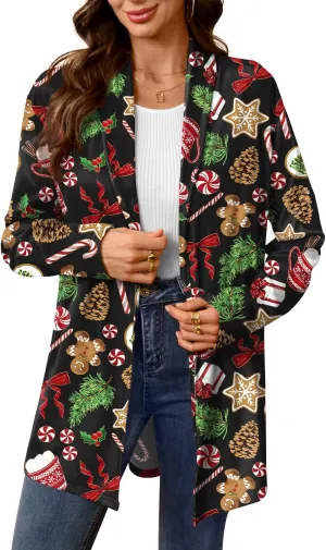 For G and PL Womens Christmas Holiday Long Sleeve Ugly Cardigan