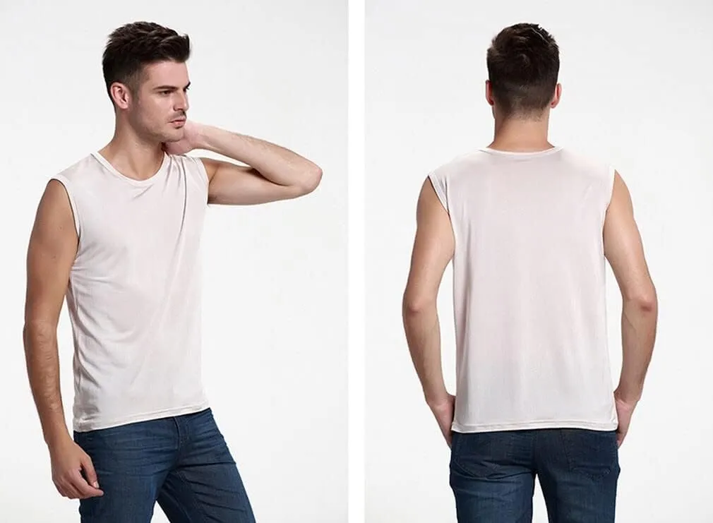Forever Angel Men's 100% Silk Stretchy Muscle Tank Top Gym Training Shirt