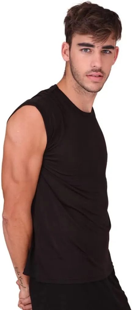 Forever Angel Men's 100% Silk Stretchy Muscle Tank Top Gym Training Shirt