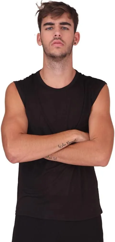 Forever Angel Men's 100% Silk Stretchy Muscle Tank Top Gym Training Shirt