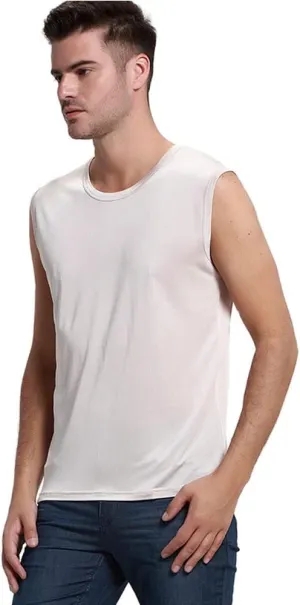 Forever Angel Men's 100% Silk Stretchy Muscle Tank Top Gym Training Shirt